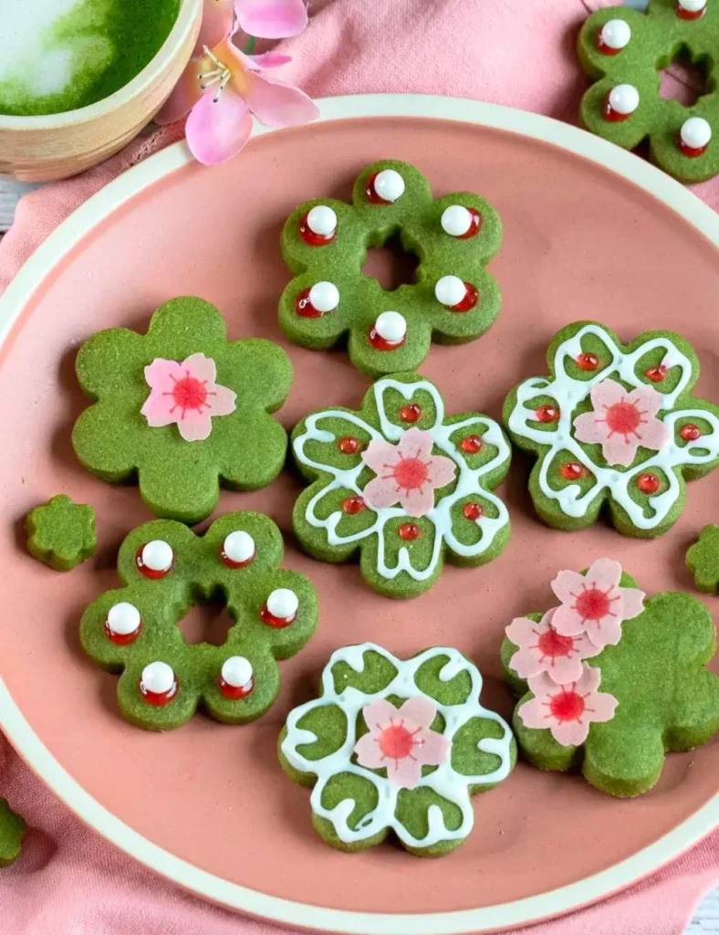 Sakura Shortbread Matcha Cookies. Matcha Cookies