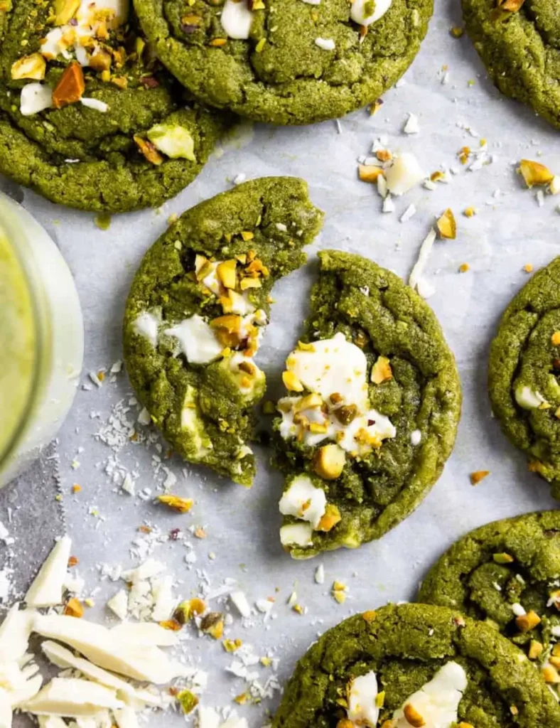 White Chocolate Pistachio Matcha Cookies
