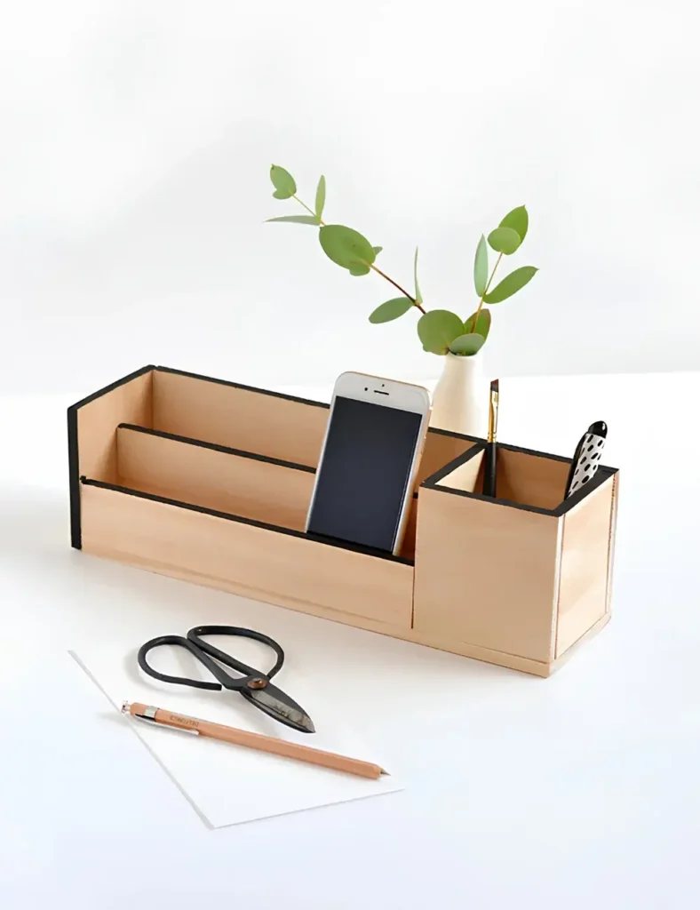 Wood desk organiser. DIY Desk Decor Ideas