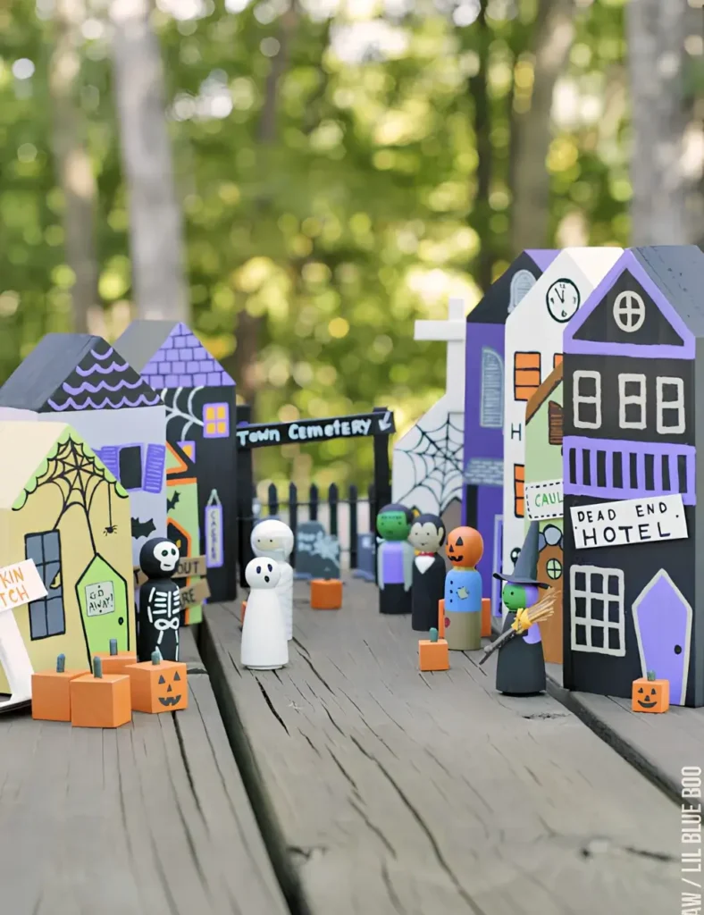 diy halloween village display ideas
