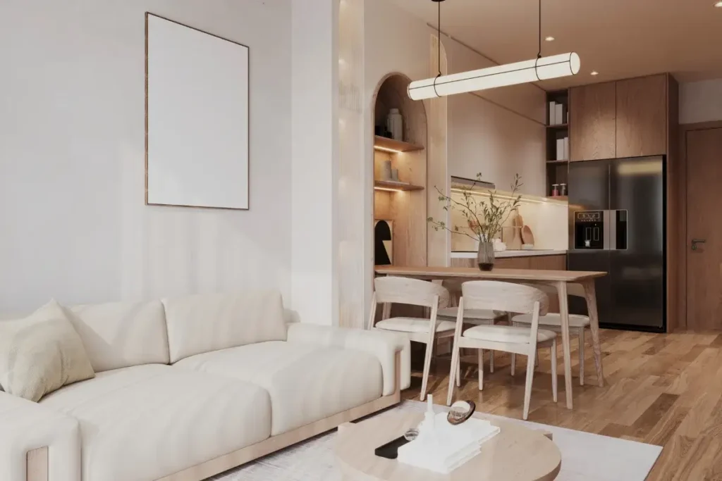 A living luxury room of a beautiful bright modern Scandinavian. Apartment Names