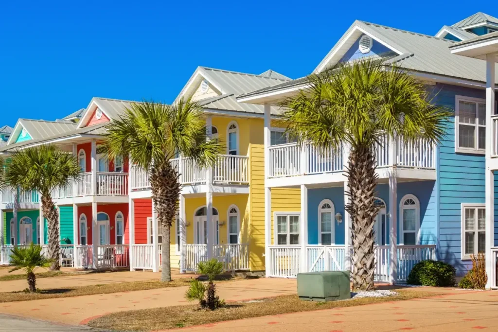 Colorful Houses in Panama City Beach Florida USA. beach house names