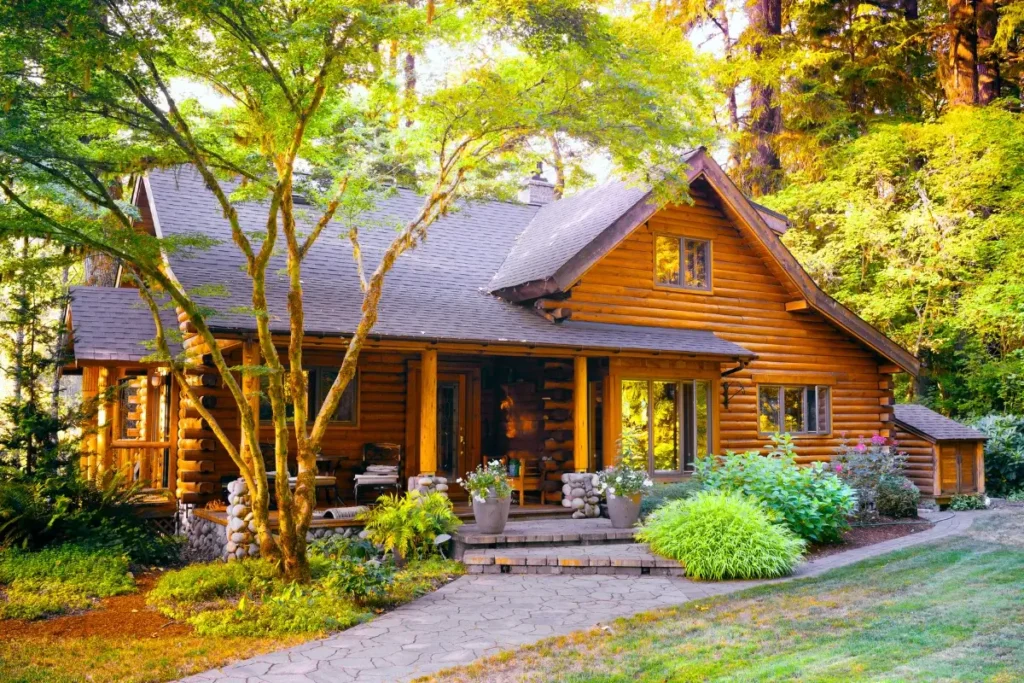 Modern Log Cabin in a Forest. Cabin Names