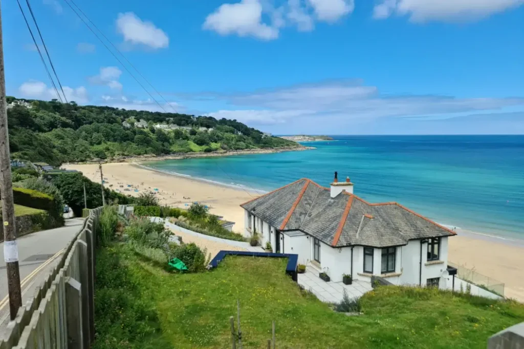 Sunny Beach View in Cornwall, UK. beach house names