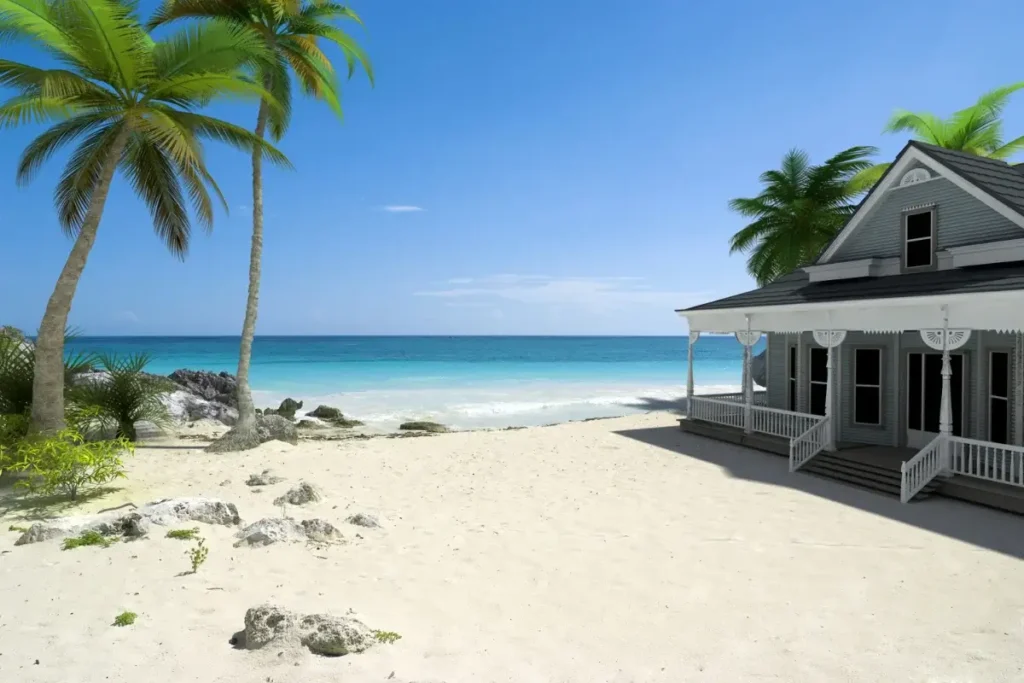 gray House on the beach. beach house names