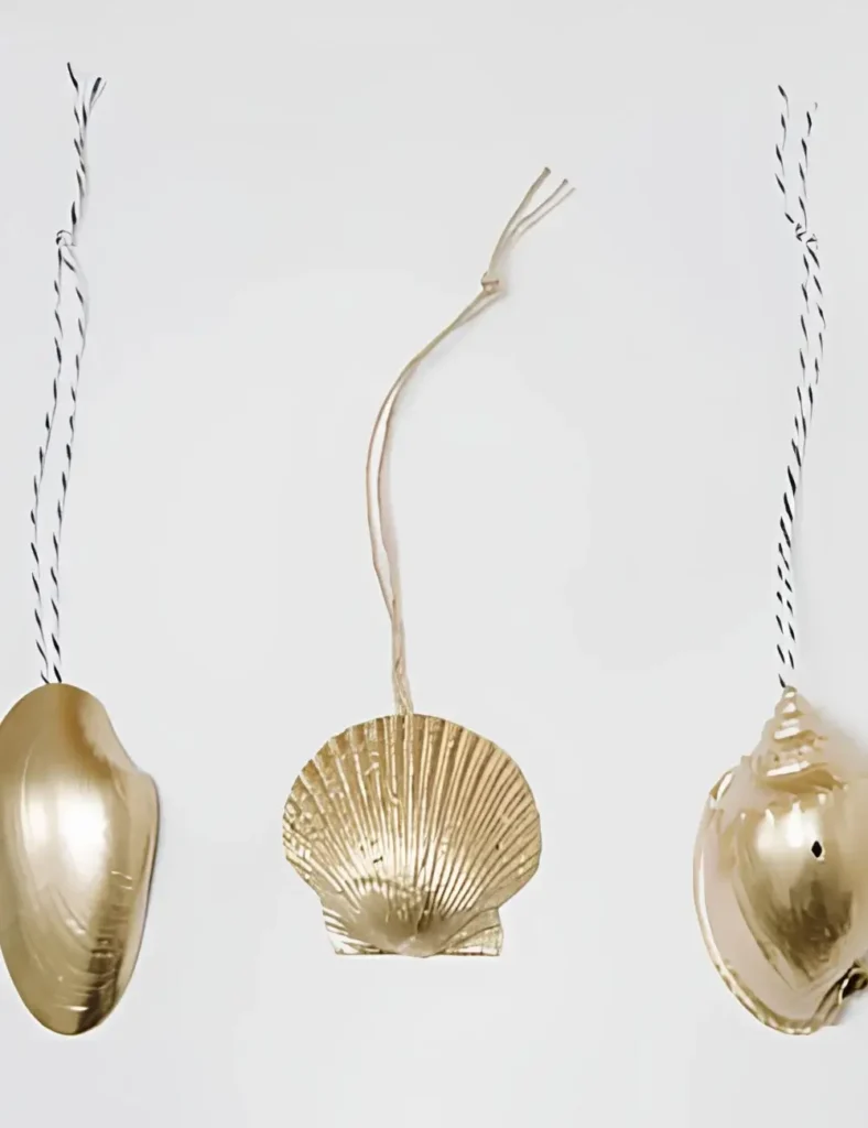 Gold spray-painted seashells