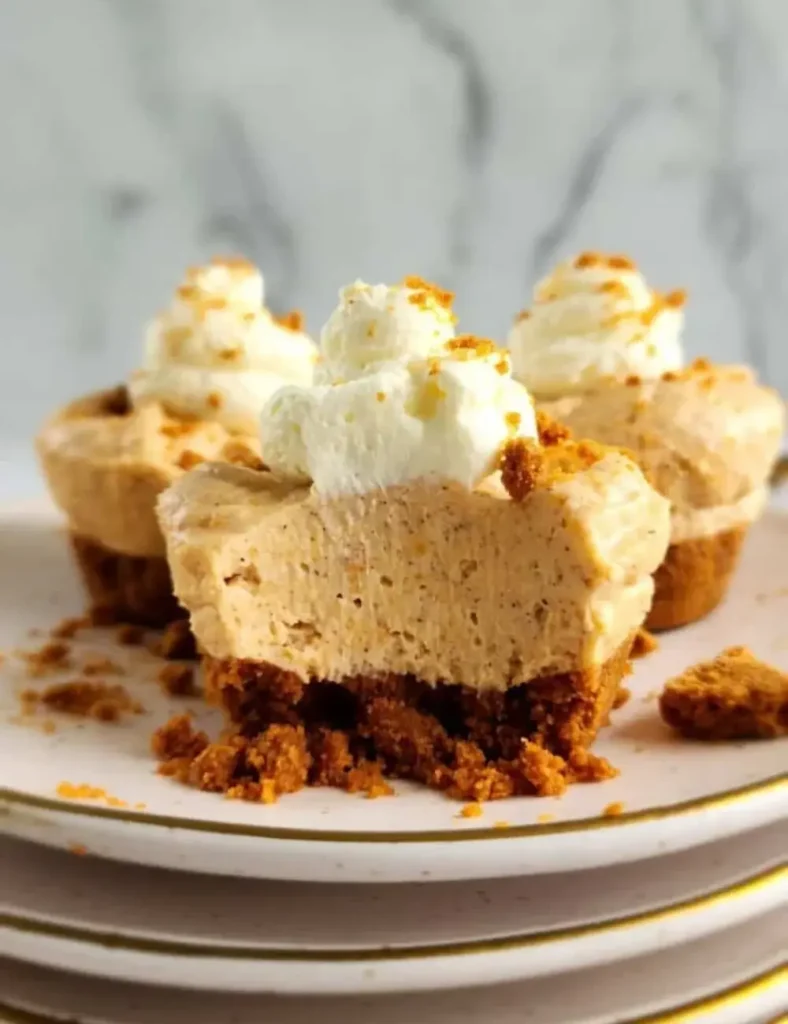 Mini no-bake sweet potato cheesecakes with a Biscoff cookie crust
